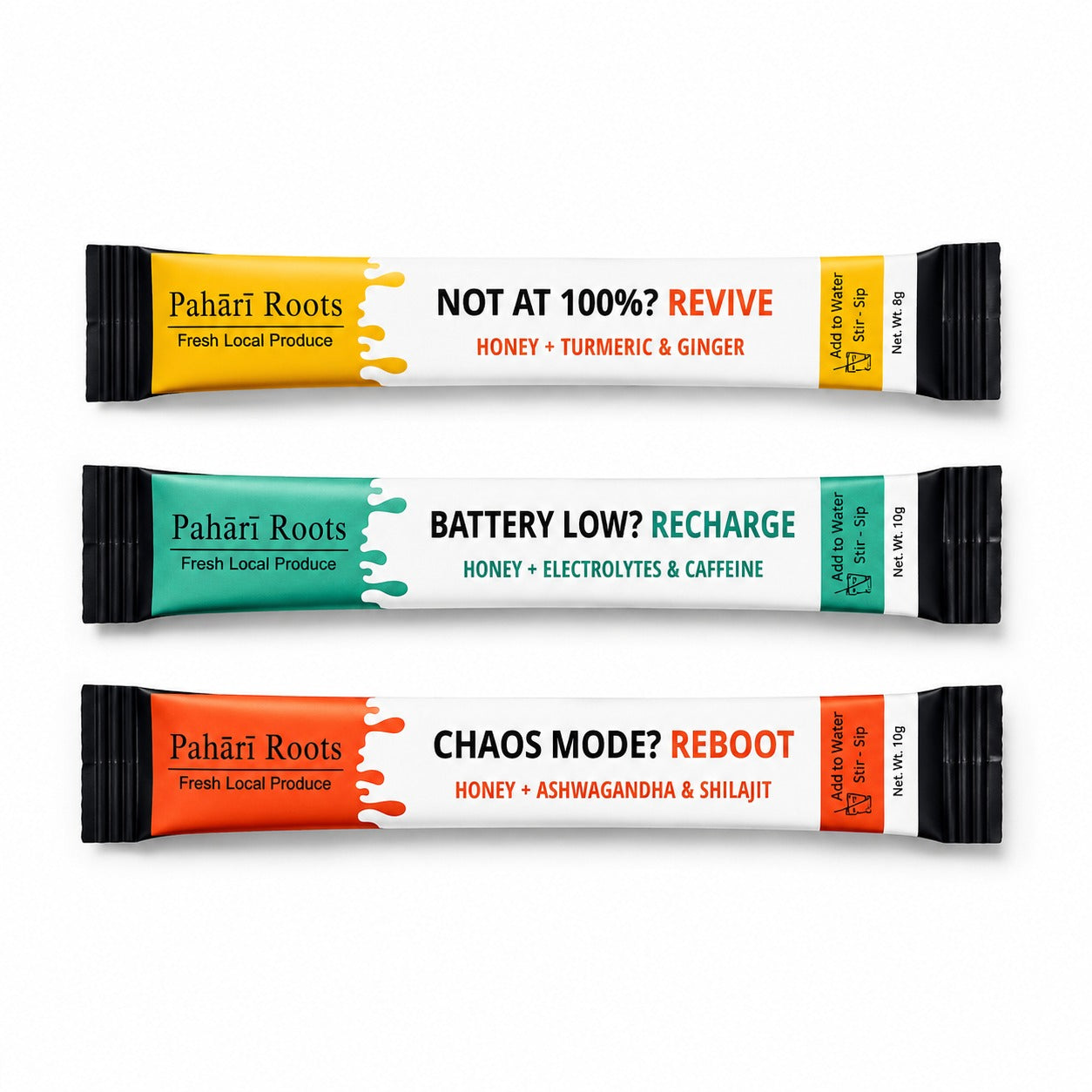Pahari Roots Honey Straws Combo | Revive, Recharge & Reboot | 3 Flavours | 30g