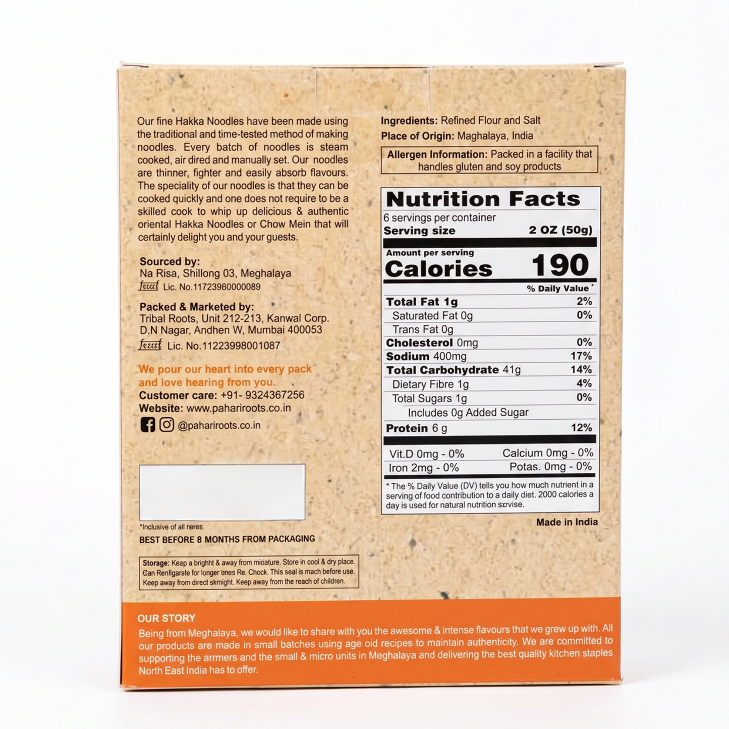 Authentic Thin Hakka Noodles packaged by Pahari Roots
